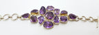Sterling Silver Large Wide Chunky Unusual Shapes Amethyst Cluster Bracelet