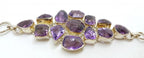 Sterling Silver Large Wide Chunky Unusual Shapes Amethyst Cluster Bracelet