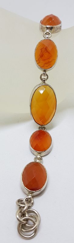Sterling Silver Oval Faceted Carnelian Bracelet