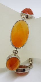 Sterling Silver Oval Faceted Carnelian Bracelet