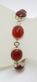 Sterling Silver Oval Cabochon Carnelian Bracelet
