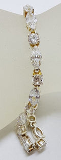 Sterling Silver Cubic Zirconia Marquis &amp; Round Bracelet