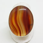 Sterling Silver Large Oval Red Agate Ring