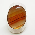 Sterling Silver Large Oval Red Agate Ring