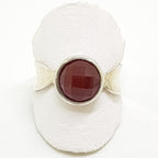 Sterling Silver Round Faceted Carnelian Ring