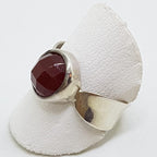 Sterling Silver Round Faceted Carnelian Ring