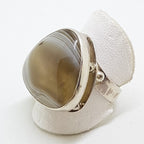 Sterling Silver Large Triangle Agate Ring