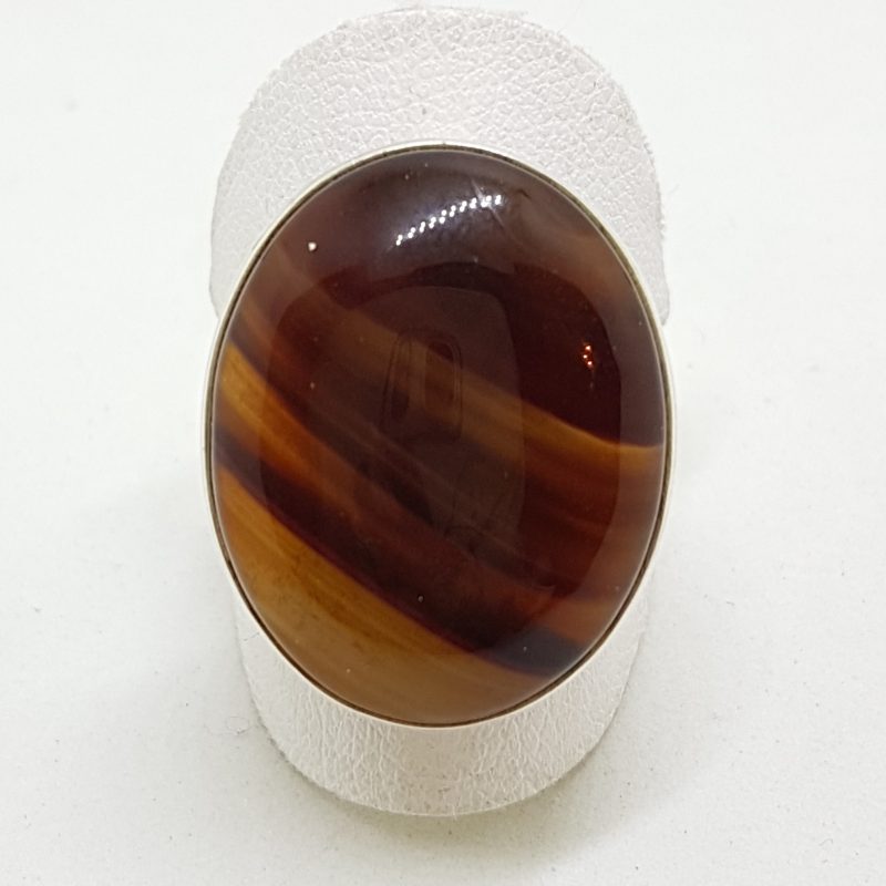 Sterling Silver Large Oval Agate Ring