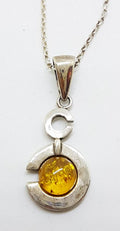 Sterling Silver Natural Amber Pendant on Silver Chain