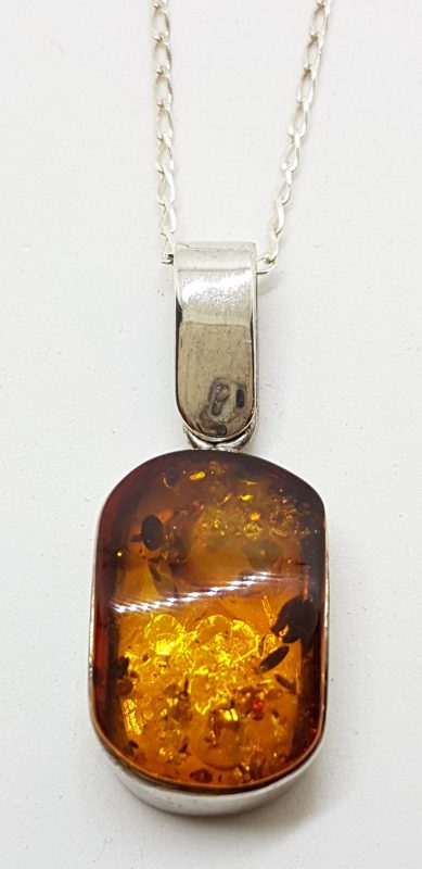 Sterling Silver Natural Amber Pendant on Silver Chain