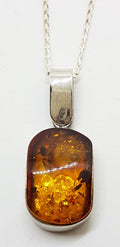 Sterling Silver Natural Amber Pendant on Silver Chain