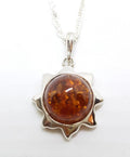 Sterling Silver Amber Sun Pendant on Silver Chain