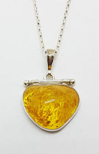 Sterling Silver Amber Hinged Pendant on Silver Chain