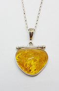 Sterling Silver Amber Hinged Pendant on Silver Chain