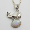 Sterling Silver White Opal Whale Pendant on Silver Chain