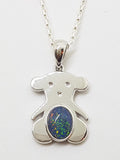 Sterling Silver Blue Opal Koala Pendant on Silver Chain