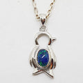 Sterling Silver Blue Opal Penguin Pendant on Silver Chain