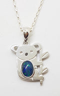 Sterling Silver Blue Opal Koala Pendant on Silver Chain