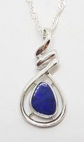 Sterling Silver Blue Opal Twist Drop Pendant on Silver Chain