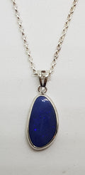 Sterling Silver Blue Opal Pendant on Silver Chain