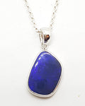 Sterling Silver Blue Opal Pendant on Silver Chain