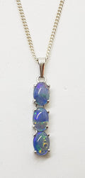 Sterling Silver Blue Opal Drop Pendant on Silver Chain
