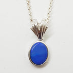 Sterling Silver Blue Opal Drop Pendant on Silver Chain