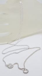 Sterling Silver Long Ball Link Necklace - 80cm