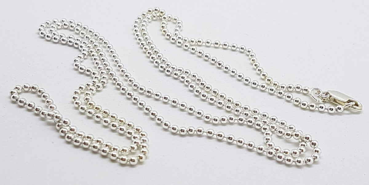 Sterling Silver Long Ball Link Necklace - 80cm