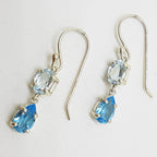 Sterling Silver Blue Topaz Long Drop Earrings