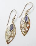Sterling Silver Ornate Filigree Iolite Drop Earrings