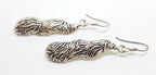Sterling Silver Large/Long Ornate Bark Design Drop Earrings