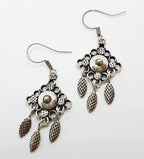 Sterling Silver Large Ornate Drop Earrings