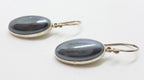 Sterling Silver Oval Hematite Iron Ore Large Drop Earrings - Bezel Set