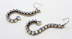 Sterling Silver Moonstone Very Long Curved Drop Earrings