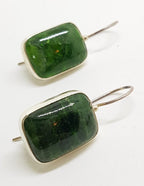 Sterling Silver Large Rectangular Dioptase Drop Earrings