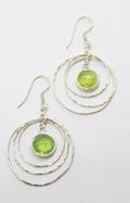 Sterling Silver Prehnite Big Round Circle Drop Earrings
