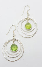 Sterling Silver Prehnite Big Round Circle Drop Earrings