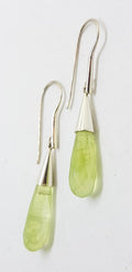 Sterling Silver Prehnite Long Drop Earrings