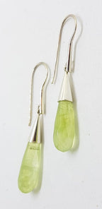 Sterling Silver Prehnite Long Drop Earrings