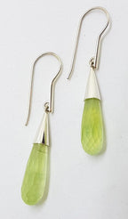 Sterling Silver Prehnite Long Drop Earrings