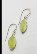 Sterling Silver Prehnite Marquis Drop Earrings