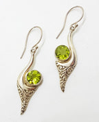 Sterling Silver Long Peridot Drop Earrings