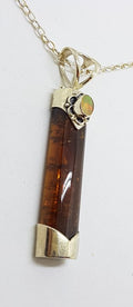 Sterling Silver Opal and Tourmaline Pendant on Sterling Silver Chain