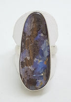Sterling Silver Large/Long Free form Boulder Opal Ring