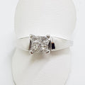14ct White Gold Square Claw Set Diamond Cluster Engagement Ring