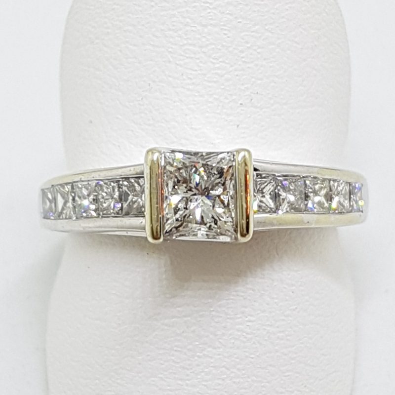 14ct White Gold Princess Cut Diamond Channel Set Engagement Ring