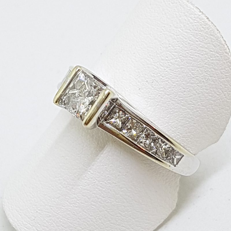 14ct White Gold Princess Cut Diamond Channel Set Engagement Ring
