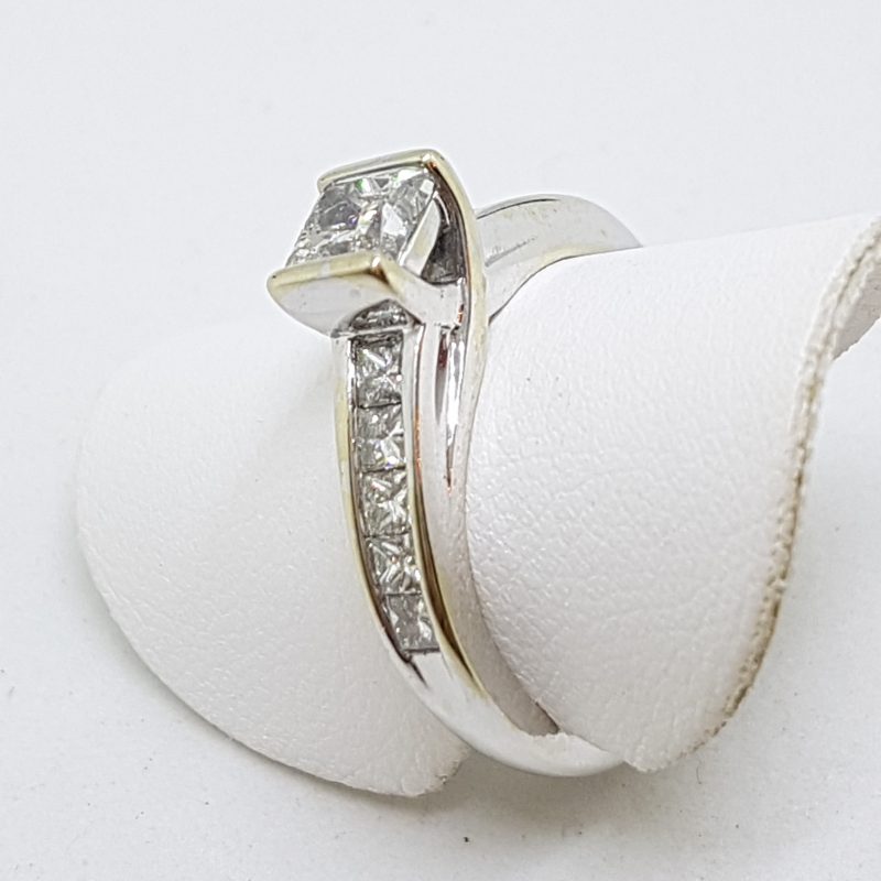 14ct White Gold Princess Cut Diamond Channel Set Engagement Ring