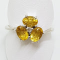 9ct White Gold Citrine &amp; Diamond Cluster Ring